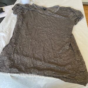 Gray Lace mesh see through shirt